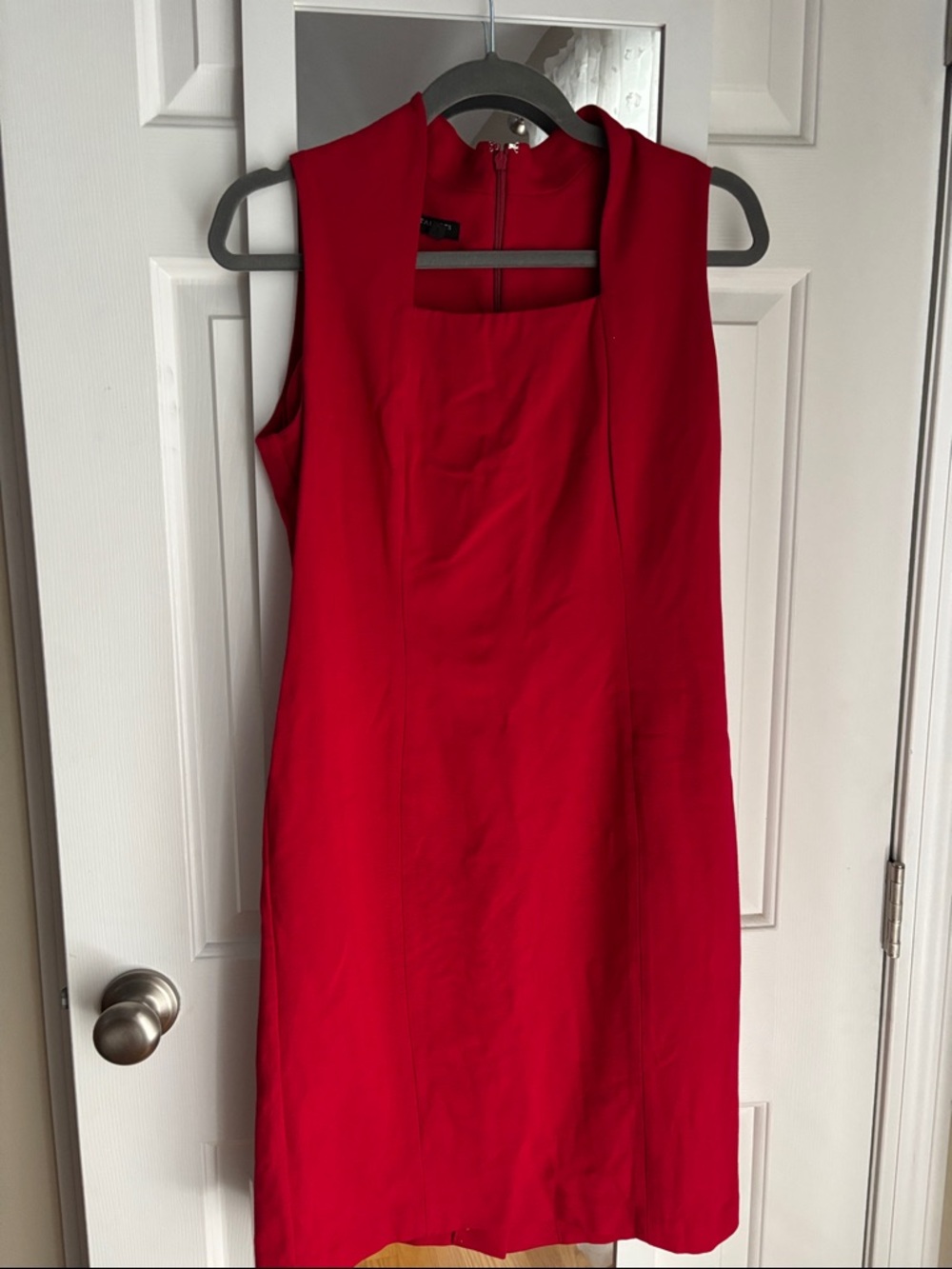 Talbots Red Sleeveless Midi Sheath Dress